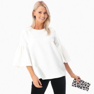 Tuckernuck Avon Lane Harper Bell Sleeve Top in Cream